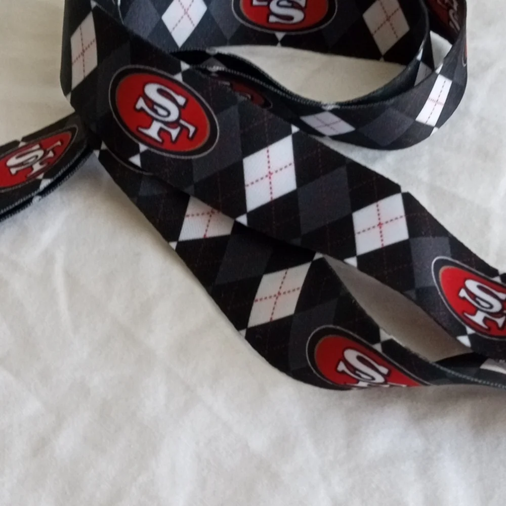 NFL San Francisco 49ers Argyle Lanyard Key Badge ID Holder New
